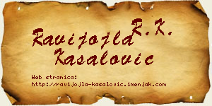 Ravijojla Kasalović vizit kartica